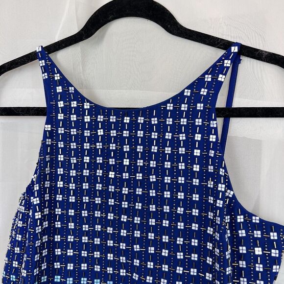 Parker Anthropologie 100% silk beaded colorblock mini dress cutout Small formal - Picture 6 of 8